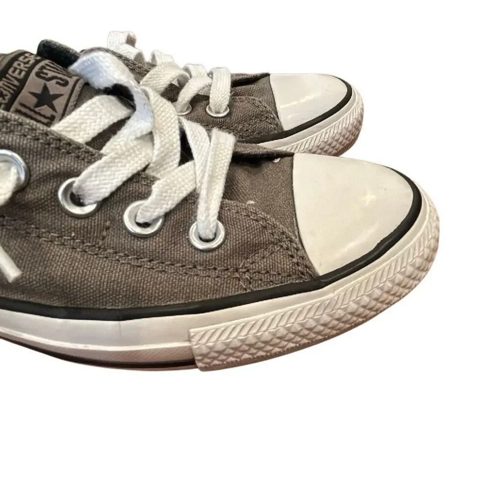 Converse All Star Gray/White Solid Low Top Canvas Lace-Up Sneakers Women Sz 10